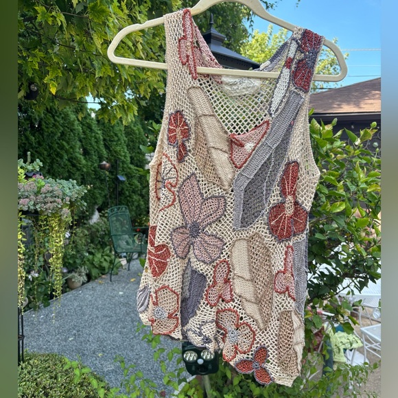 Anthropologie Angel of the North Crochet Floral Stitched Patterned Boho Top - Picture 1 of 6